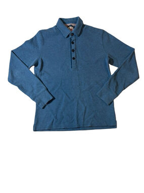 Relwen Cotton Knit Long Sleeve Polo Sweater Shirt Mens Medium